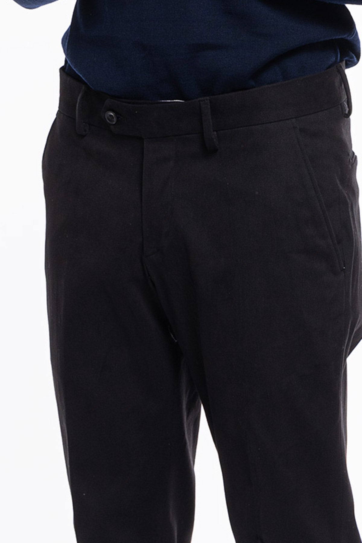 Pantalone uomo Nero tasca america in cotone slim fit con risvolto di 5cm