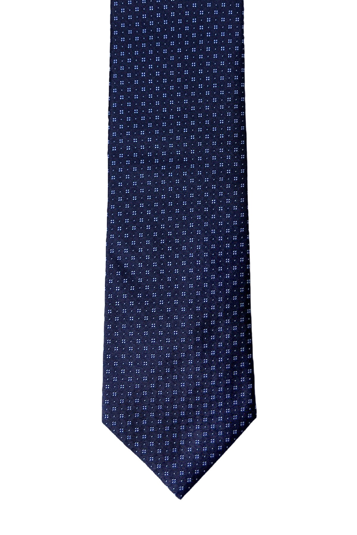 Cravatta uomo blu fantasia fiori celesti 9cm da cerimonia elegante pura seta
