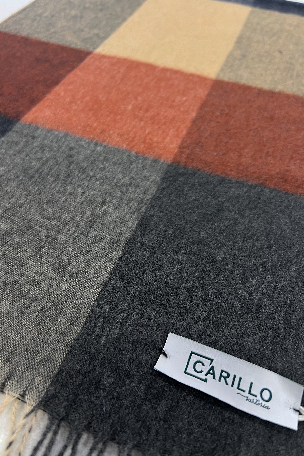 Sciarpa uomo invernale effetto lana cashmere Marrone fantasia quadri multicolor