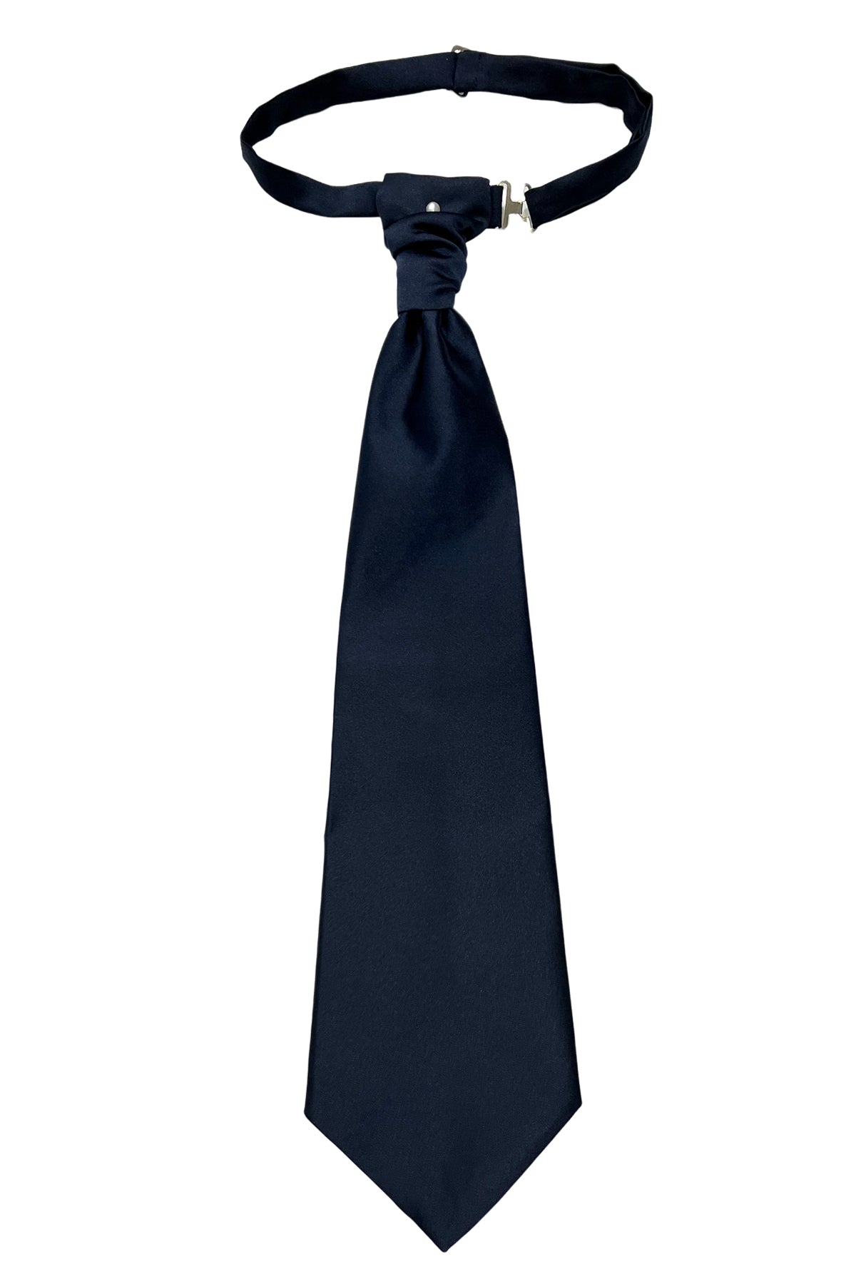 Plastron uomo Blu 12cm da sposo elegante tinta unita 100% seta con spilla inclusa