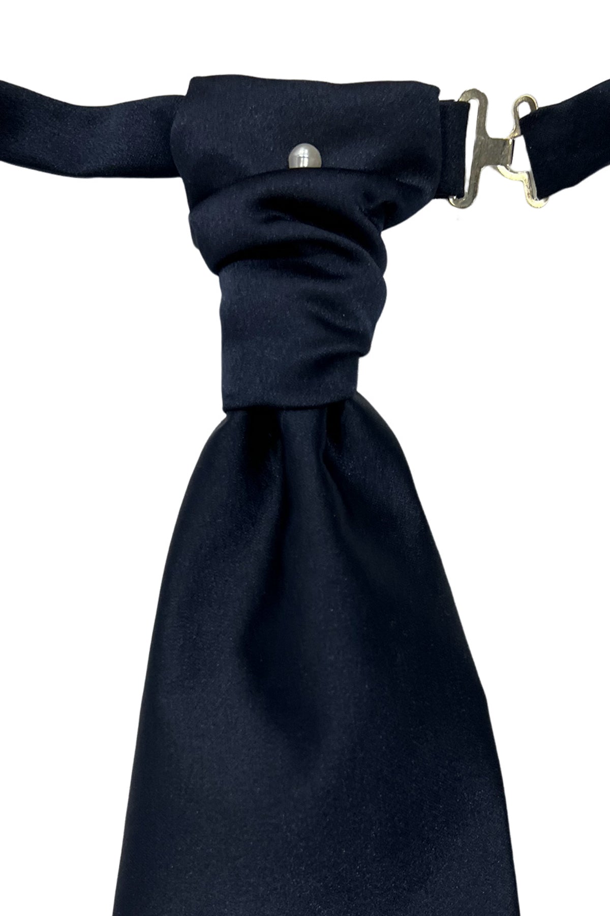 Plastron uomo Blu 12cm da sposo elegante tinta unita 100% seta con spilla inclusa