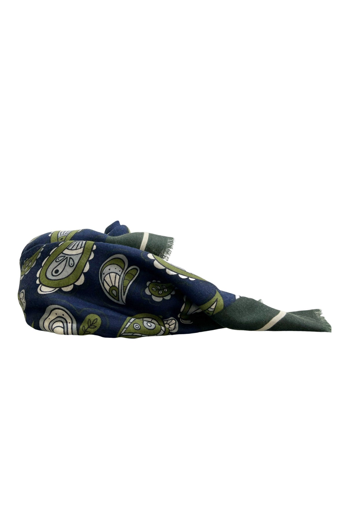 Sciarpa uomo invernale blu in lana fantasia Jacquard verde bianca