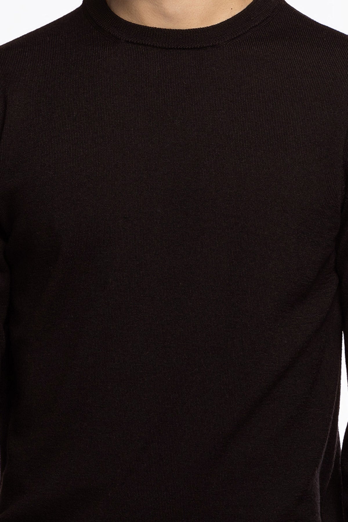 Maglioncino girocollo uomo Marrone 100% lana merinos slim fit made in Italy