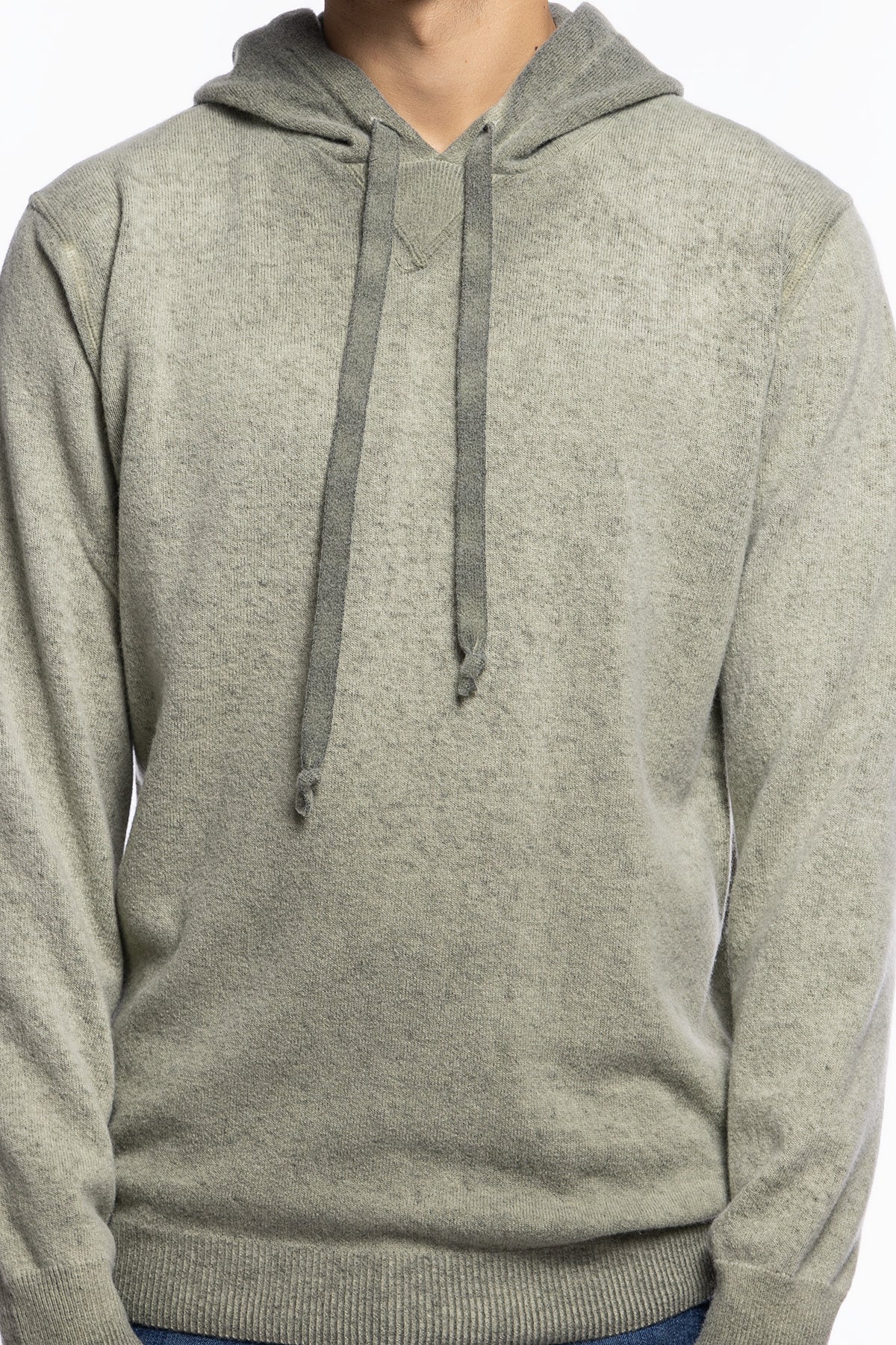 Felpa da uomo con cappuccio Verde in lana e cashmere made in italy