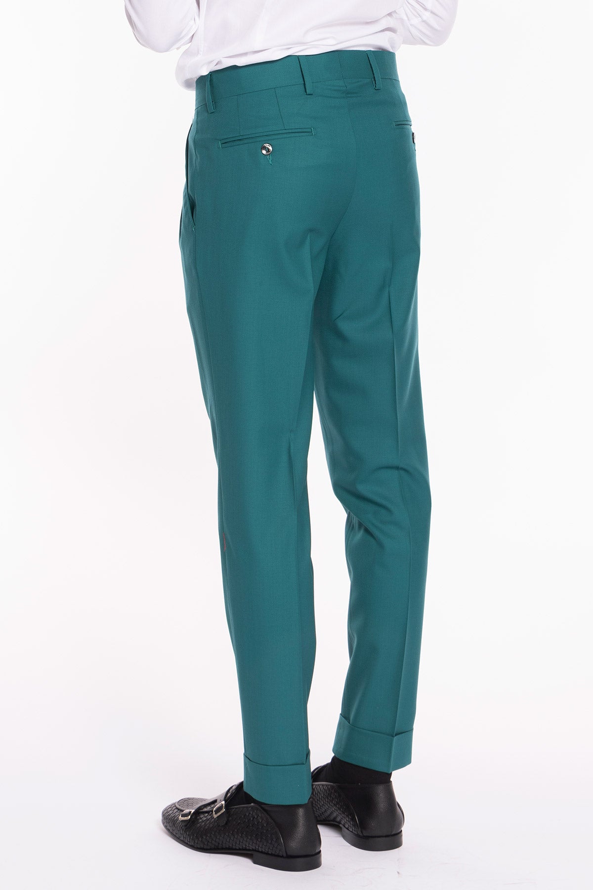 Abito uomo monopetto verde menta fresco lana super 140's Holland & Sherry Rever a lancia