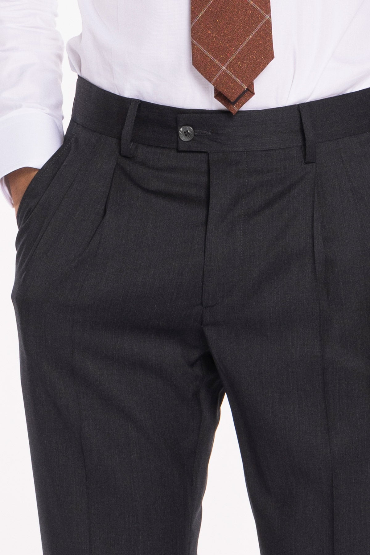 Abito smoking monopetto grigia da uomo in fresco lana super 130's Vitale Barberis Canonico con rever a Lancia largo in raso