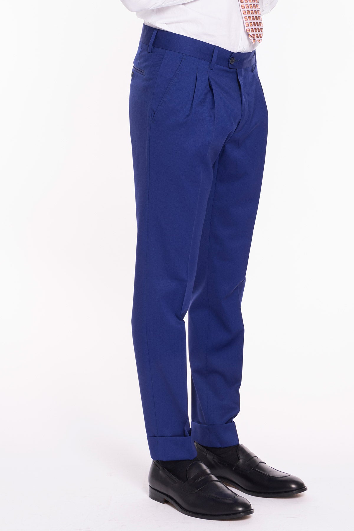 Abito uomo monopetto royal blu fresco lana super 130's Vitale Barberis Canonico Rever a lancia