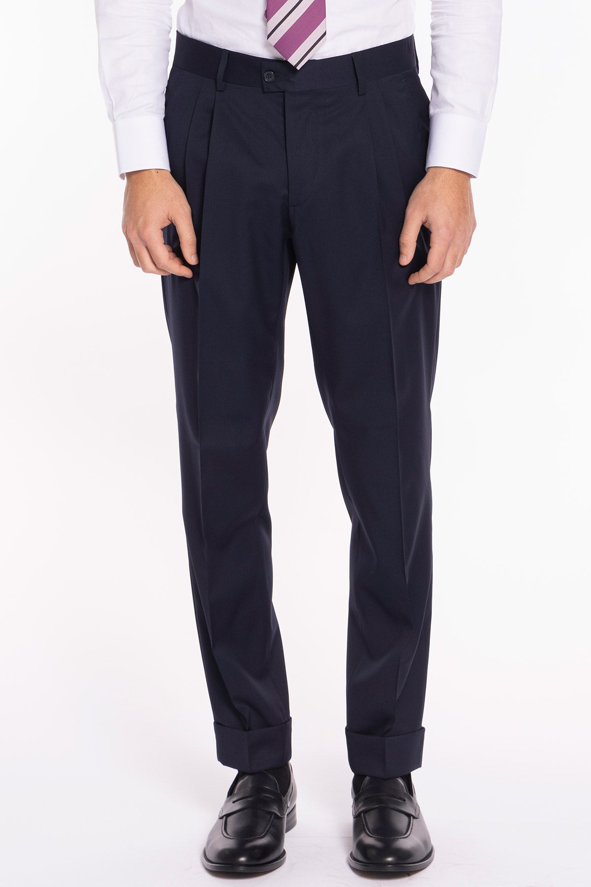Abito smoking Doppiopetto blu da uomo in fresco lana super 130's Vitale Barberis Canonico con rever a scialle largo in raso