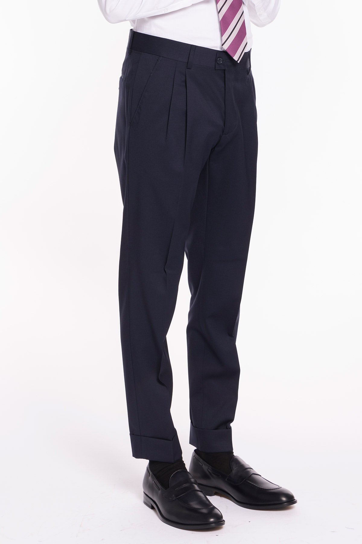 Abito smoking da uomo monopetto blu navy rever a Lancia blu in fresco lana 100% Vitale Barberis Canonico