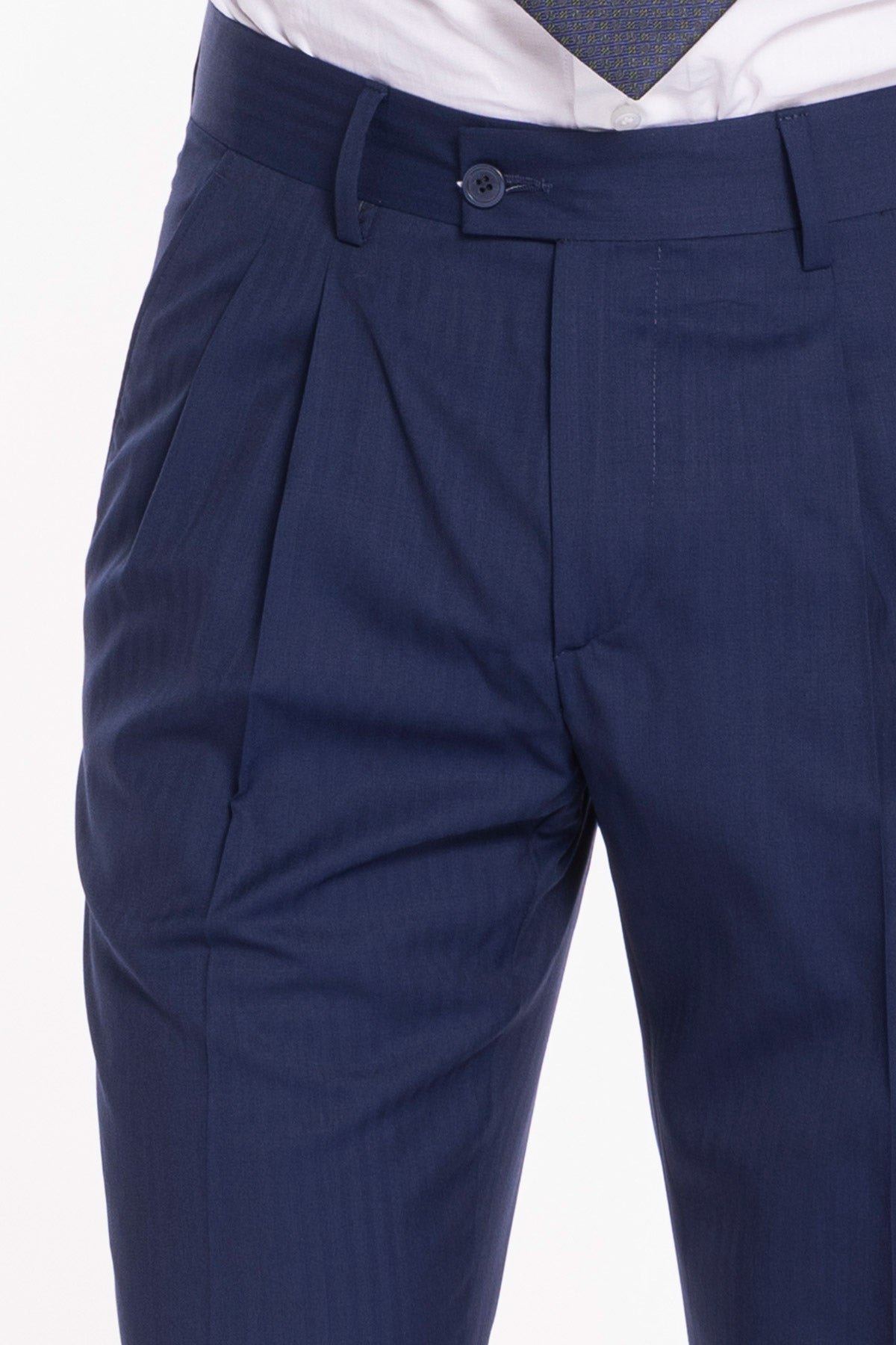Abito uomo monopetto solaro blu fresco lana e seta Holland & Sherry Rever a lancia