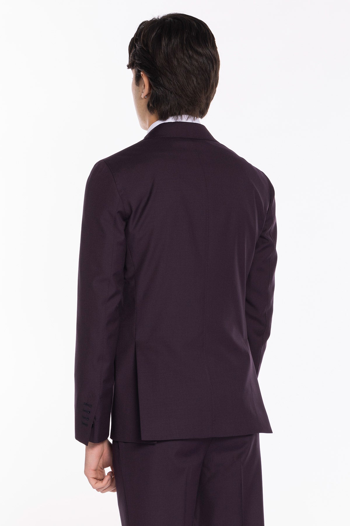 Giacca uomo monopetto viola fresco lana super 120's Holland & Sherry Rever a lancia .