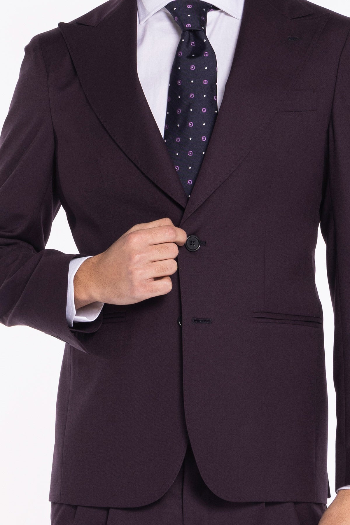 Giacca uomo monopetto viola fresco lana super 120's Holland & Sherry Rever a lancia .