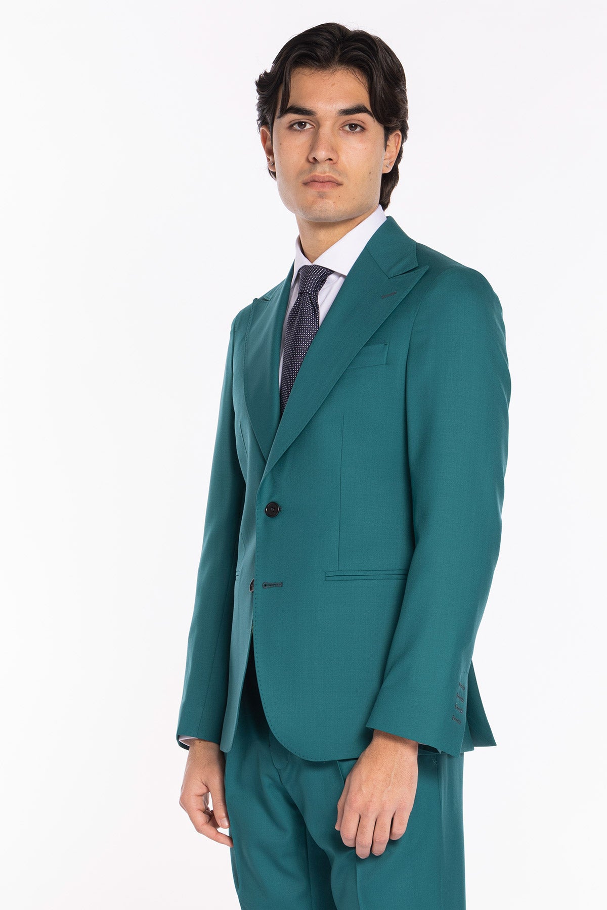 Giacca uomo monopetto verde menta fresco lana super 140's Holland & Sherry Rever a lancia