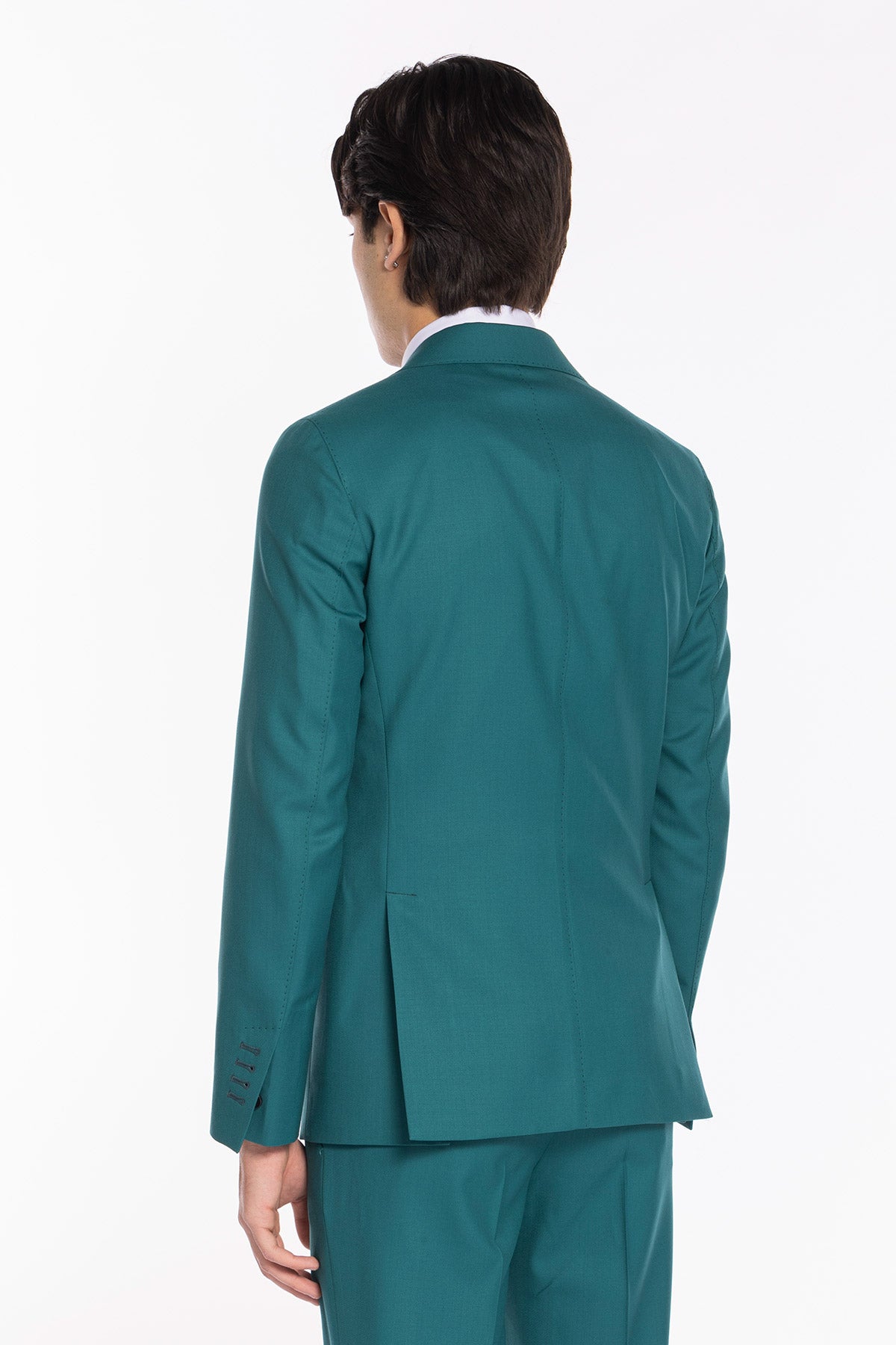 Abito uomo monopetto verde menta fresco lana super 140's Holland & Sherry Rever a lancia