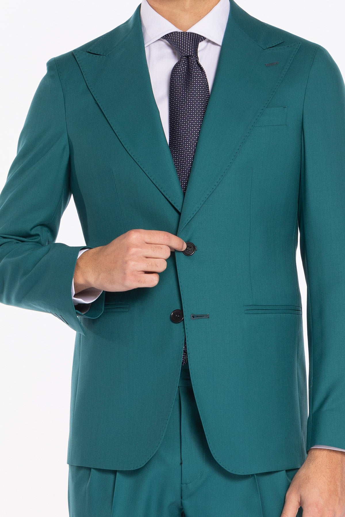 Giacca uomo monopetto verde menta fresco lana super 140's Holland & Sherry Rever a lancia