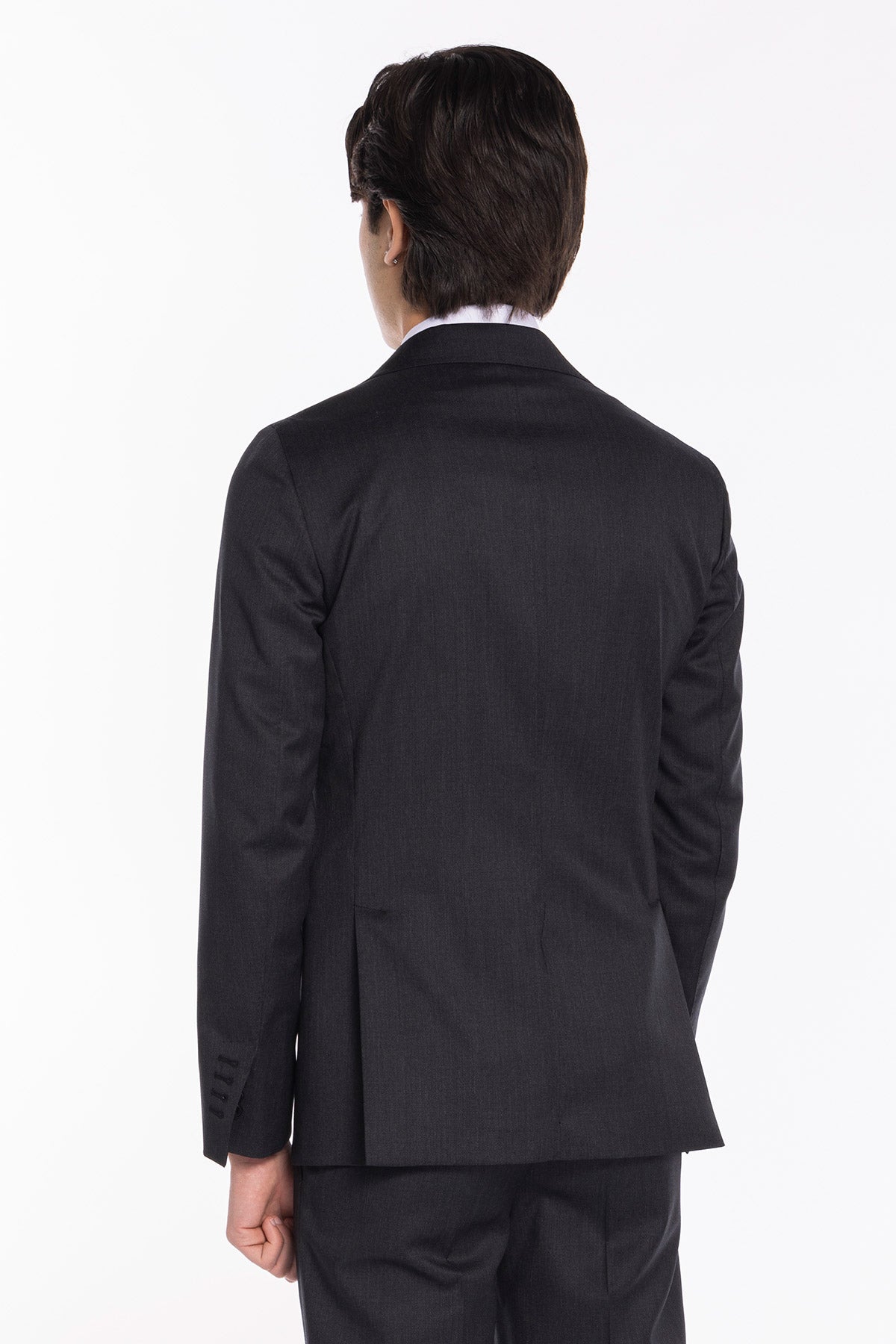 Giacca uomo monopetto grigio scuro in fresco lana super 130's Vitale Barberis Canonico Rever a lancia