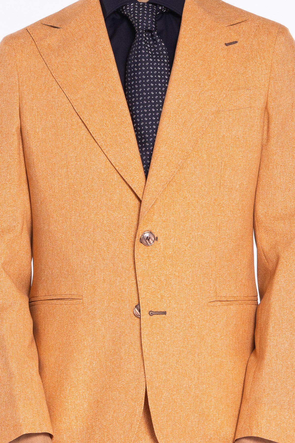Giacca uomo monopetto arancio in fresco lana stampato Vitale Barberis Canonico Rever a lancia