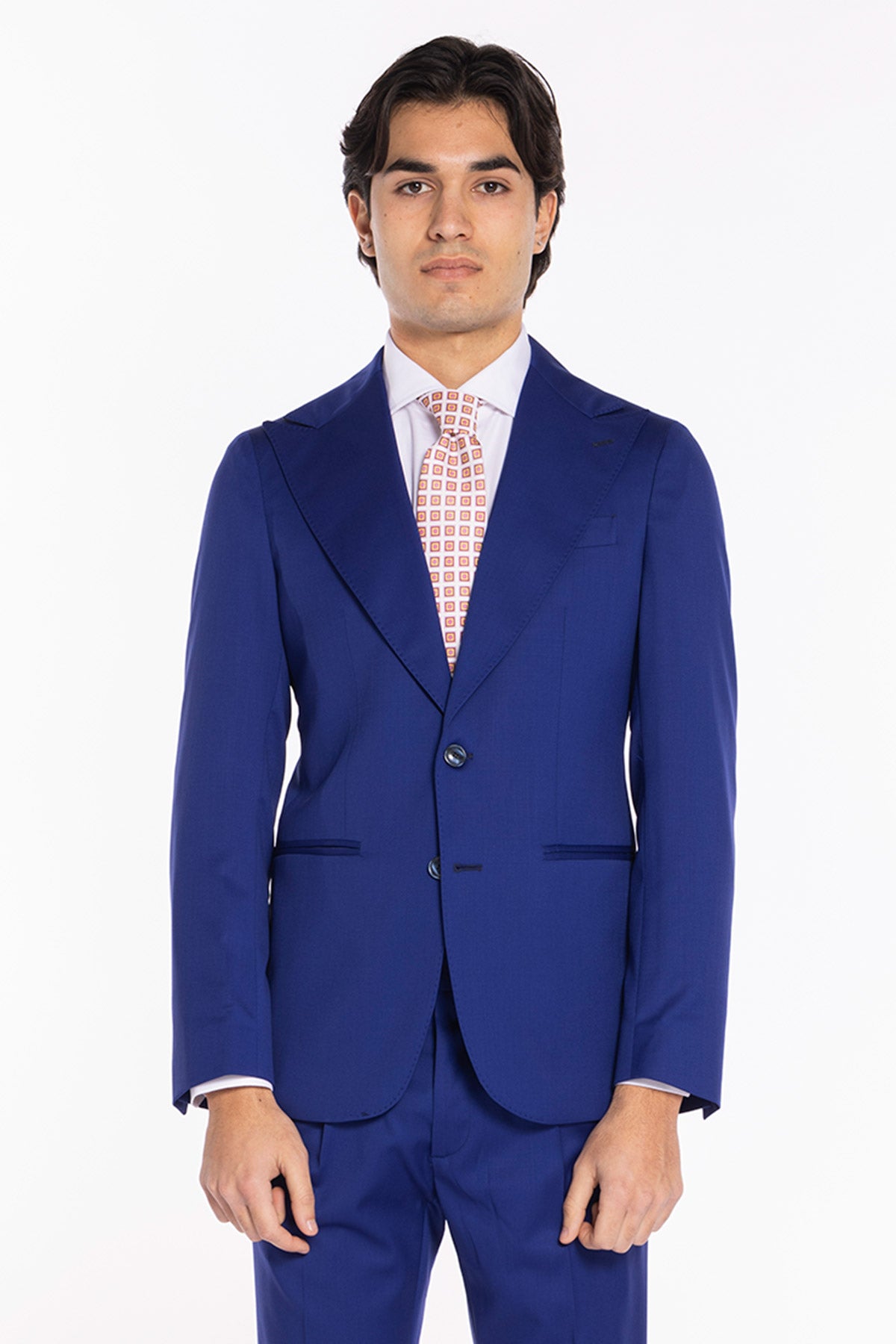Giacca uomo monopetto royal blu fresco lana super 130's Vitale Barberis Canonico Rever a lancia