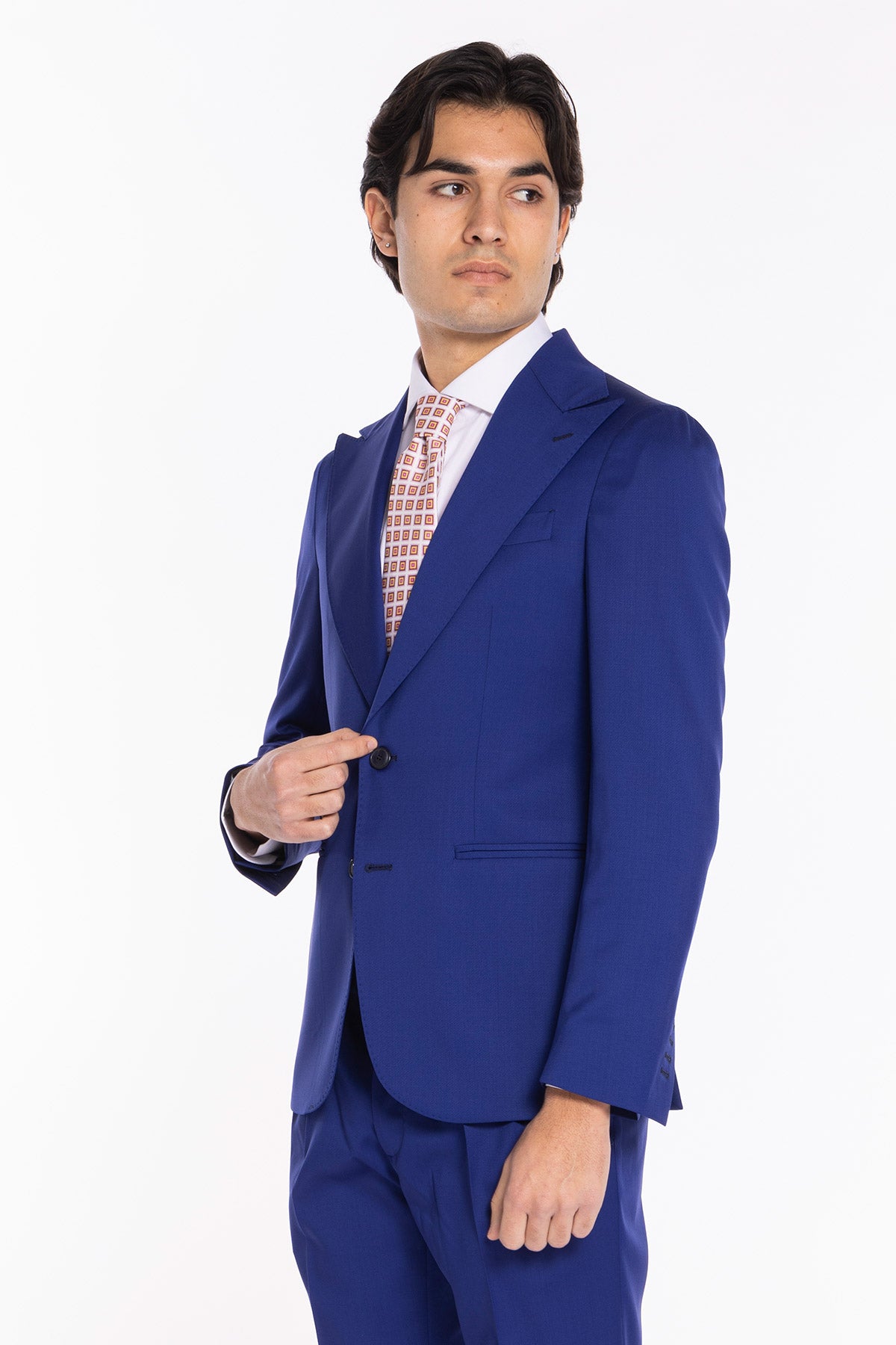 Abito uomo monopetto royal blu fresco lana super 130's Vitale Barberis Canonico Rever a lancia