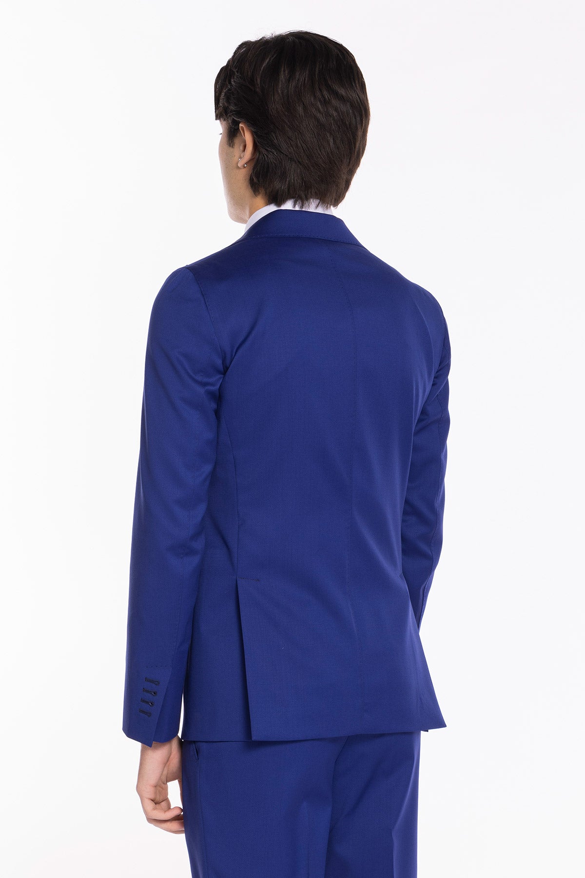 Abito uomo monopetto royal blu fresco lana super 130's Vitale Barberis Canonico Rever a lancia