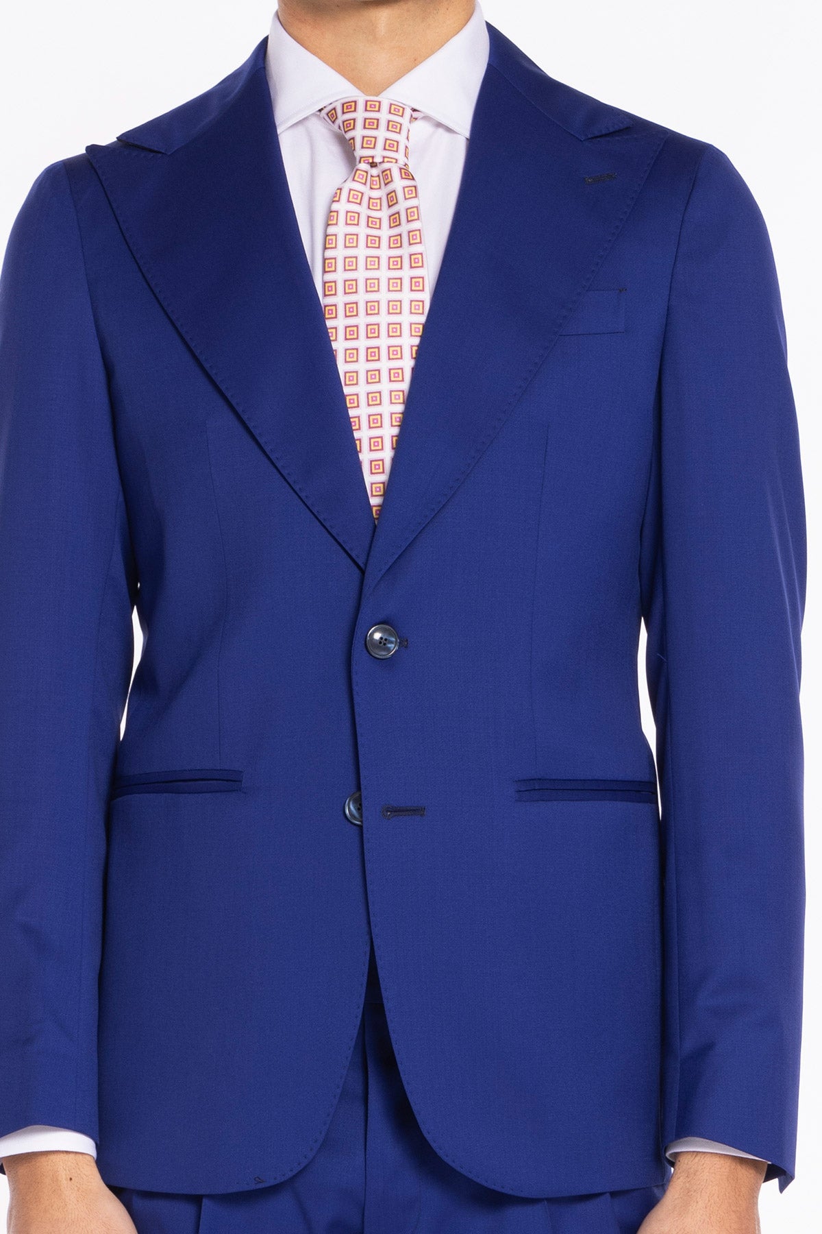 Abito uomo monopetto royal blu fresco lana super 130's Vitale Barberis Canonico Rever a lancia