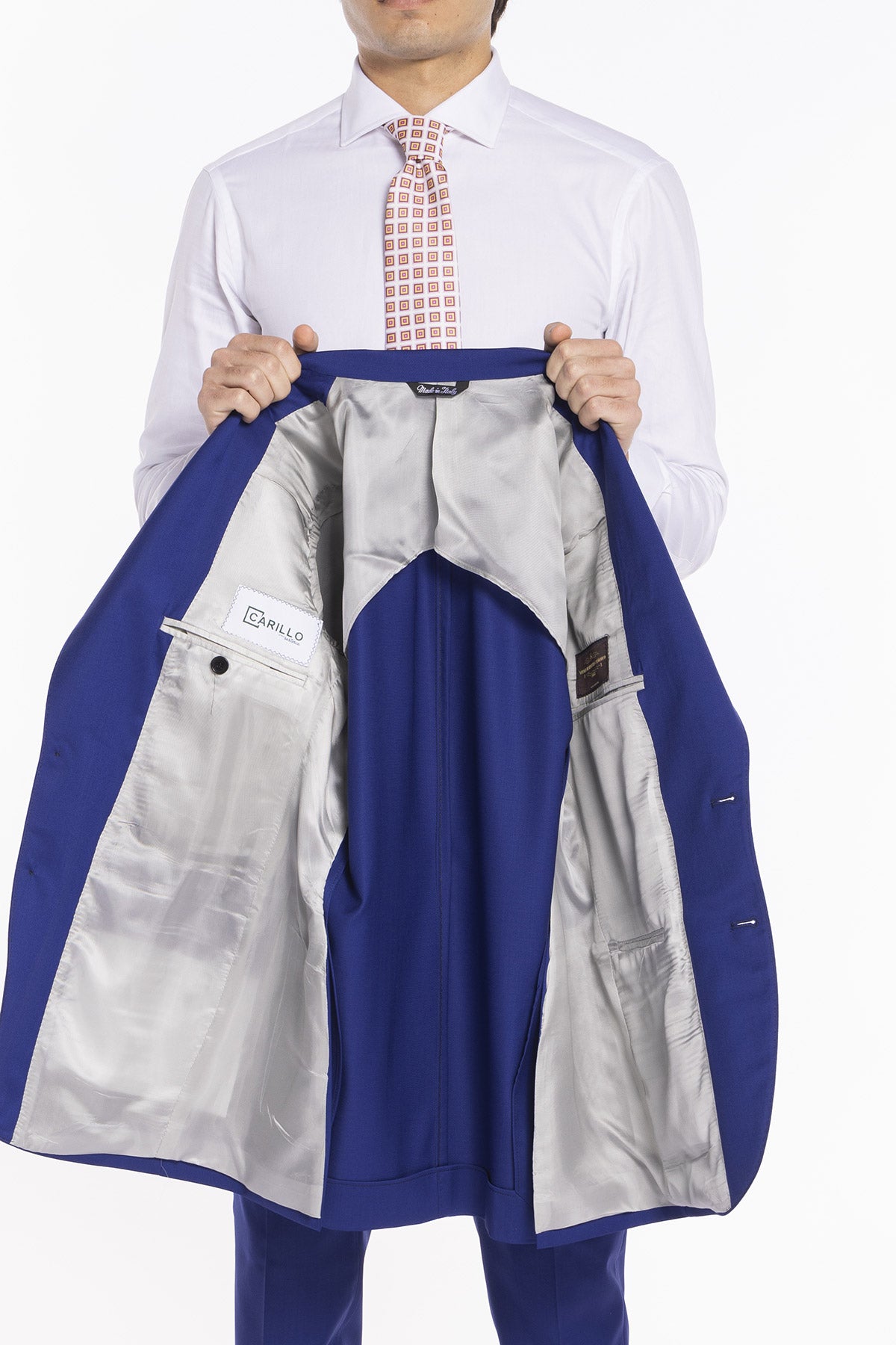 Abito uomo monopetto royal blu fresco lana super 130's Vitale Barberis Canonico Rever a lancia