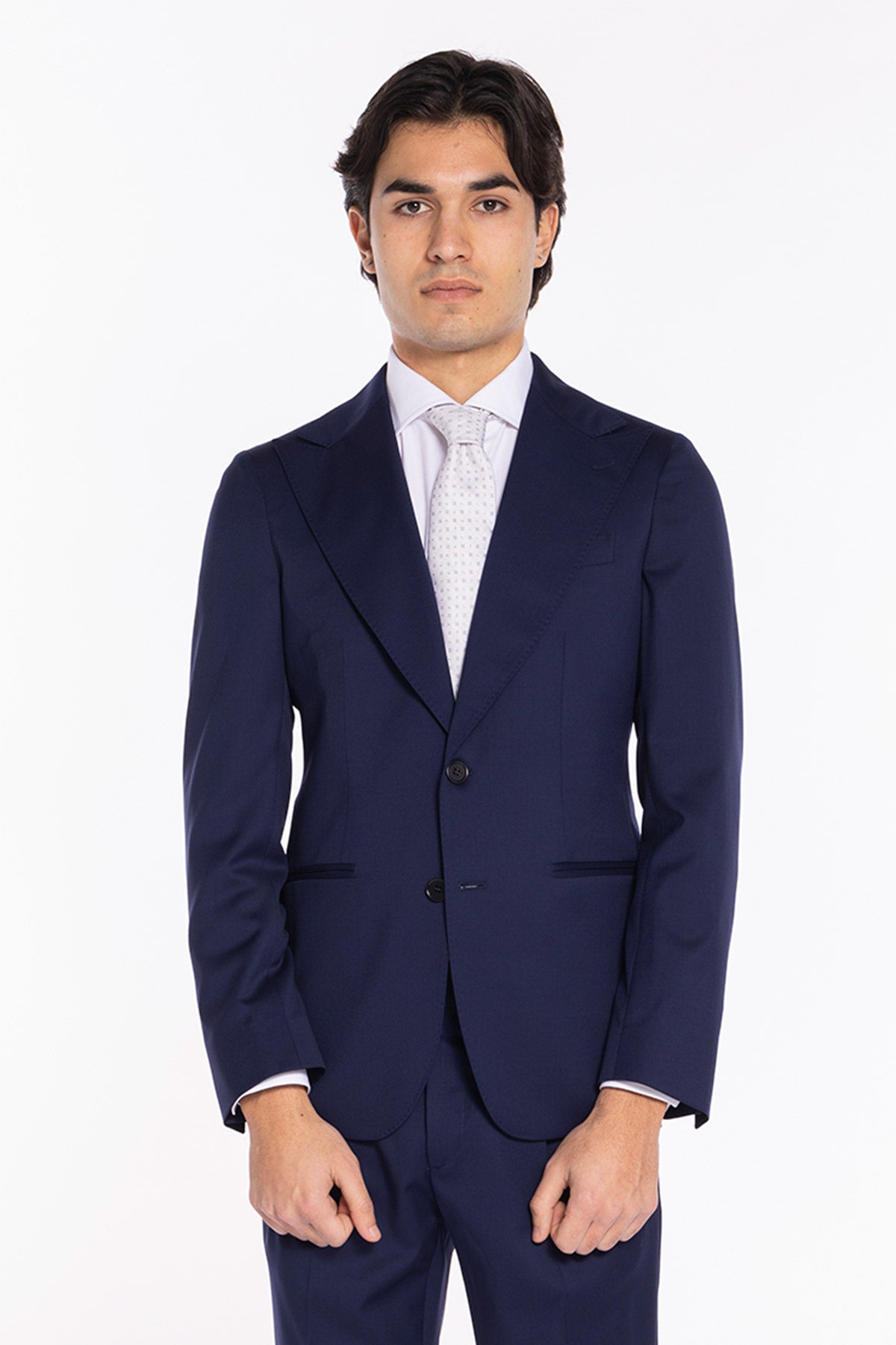 Abito uomo monopetto blu fresco lana super 130's Vitale Barberis Canonico Rever a lancia