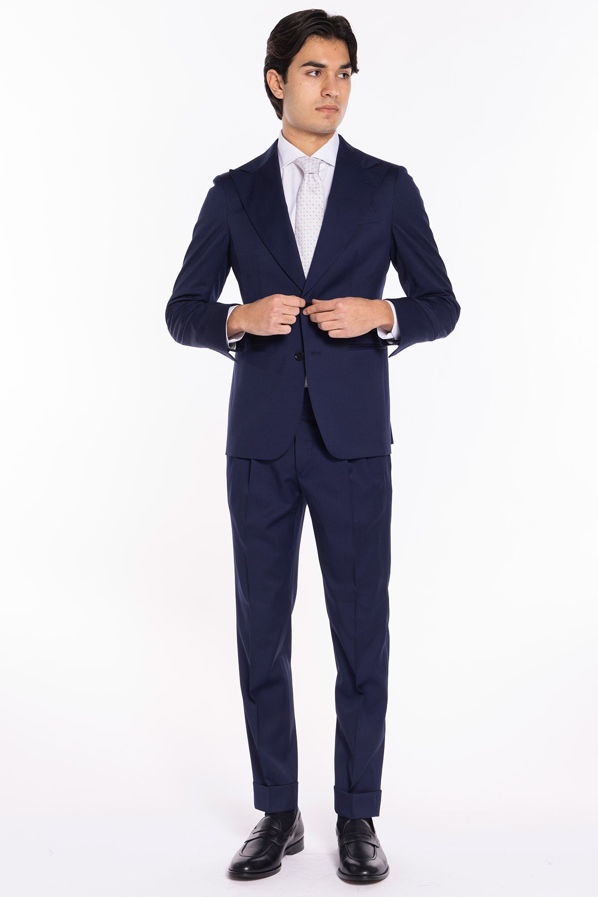Abito uomo monopetto blu fresco lana super 130's Vitale Barberis Canonico Rever a lancia