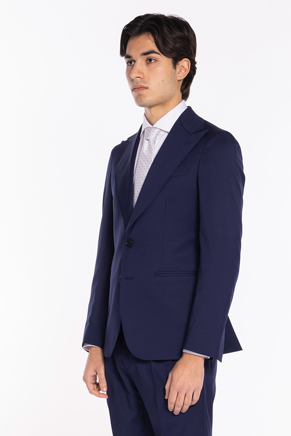 Giacca uomo monopetto blu fresco lana super 130's Vitale Barberis Canonico Rever a lancia