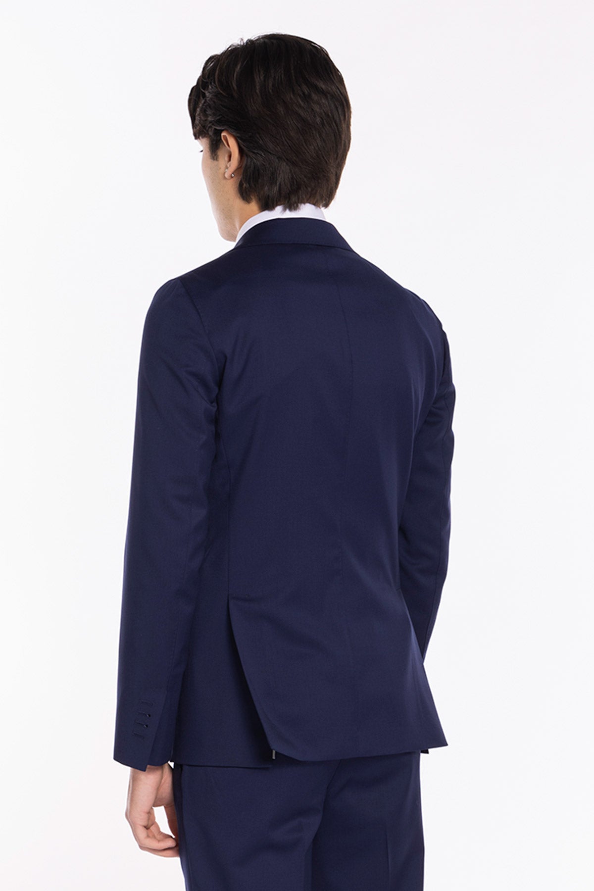 Giacca uomo monopetto blu fresco lana super 130's Vitale Barberis Canonico Rever a lancia