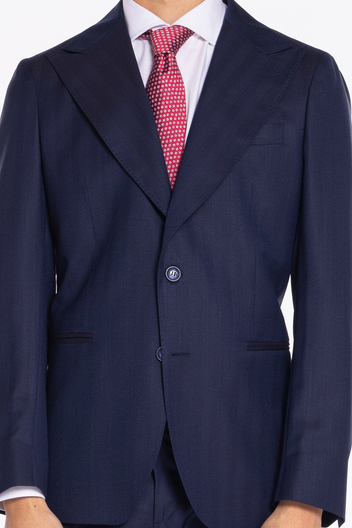 Giacca uomo monopetto blu spigata in fresco lana 100% Vitale Barberis Canonico tasche a filo