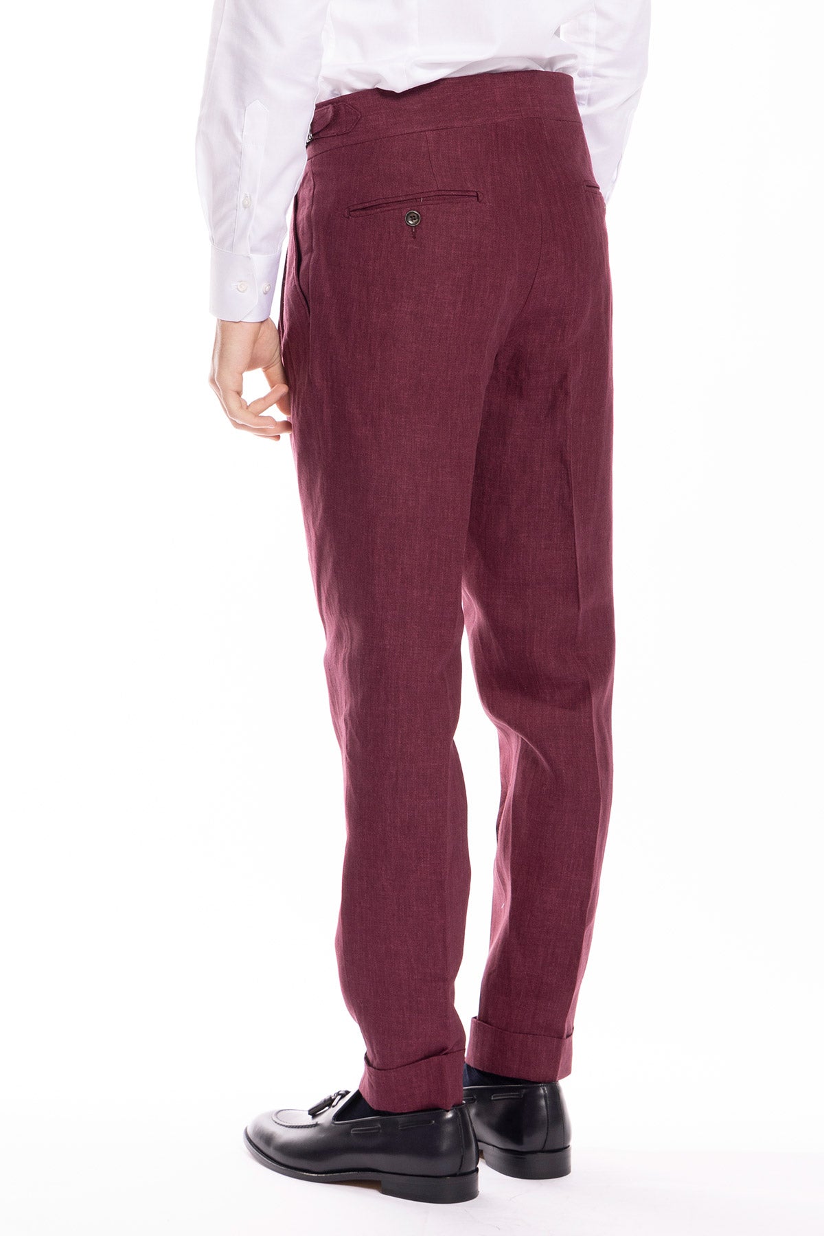 Abito uomo monopetto bordeaux 100% lino Bristol Tessuti Napoli rever a lancia