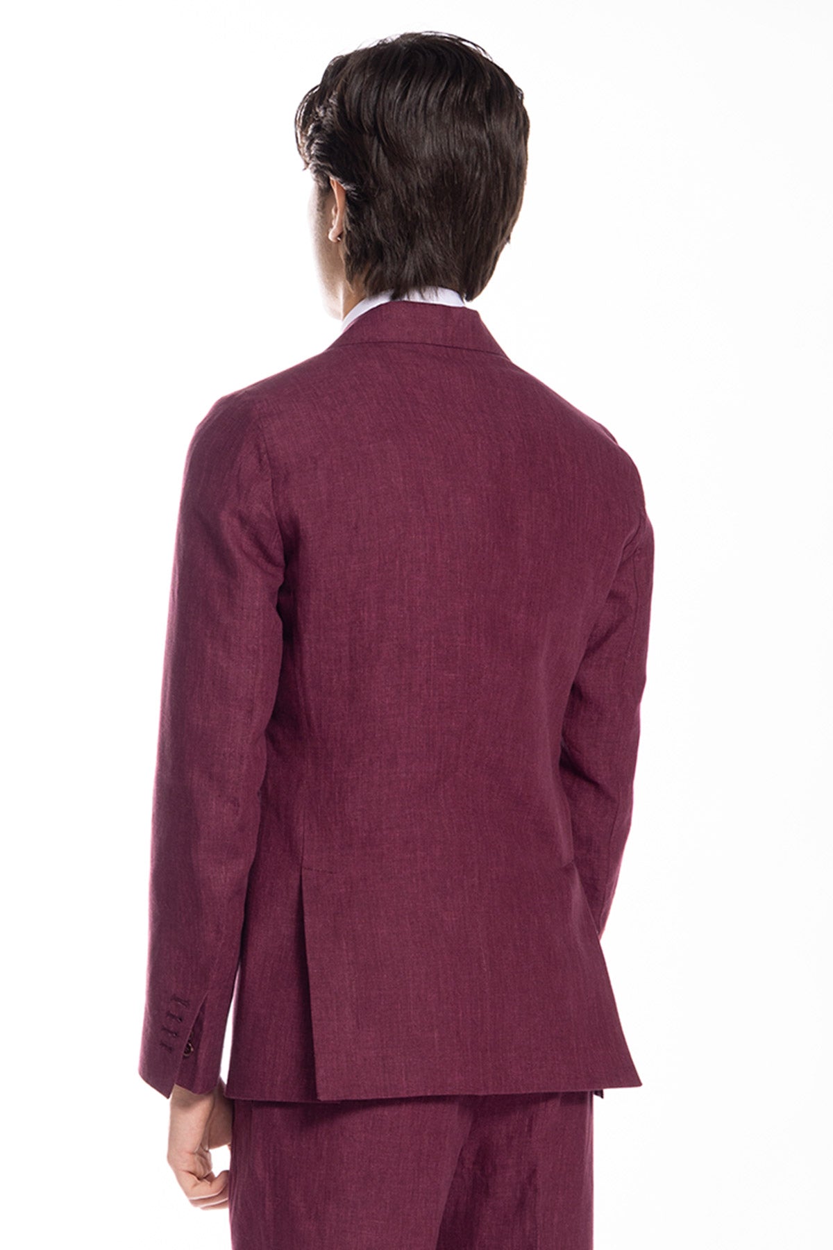 Abito uomo monopetto bordeaux 100% lino Bristol Tessuti Napoli rever a lancia