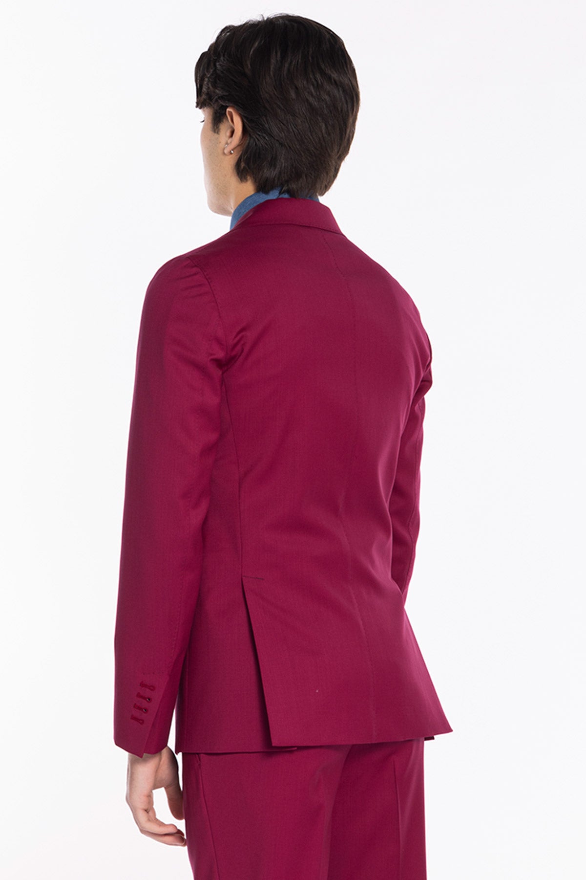 Giacca uomo monopetto Fucsia fresco lana super 130's Bristol Tessuti Napoli rever a lancia
