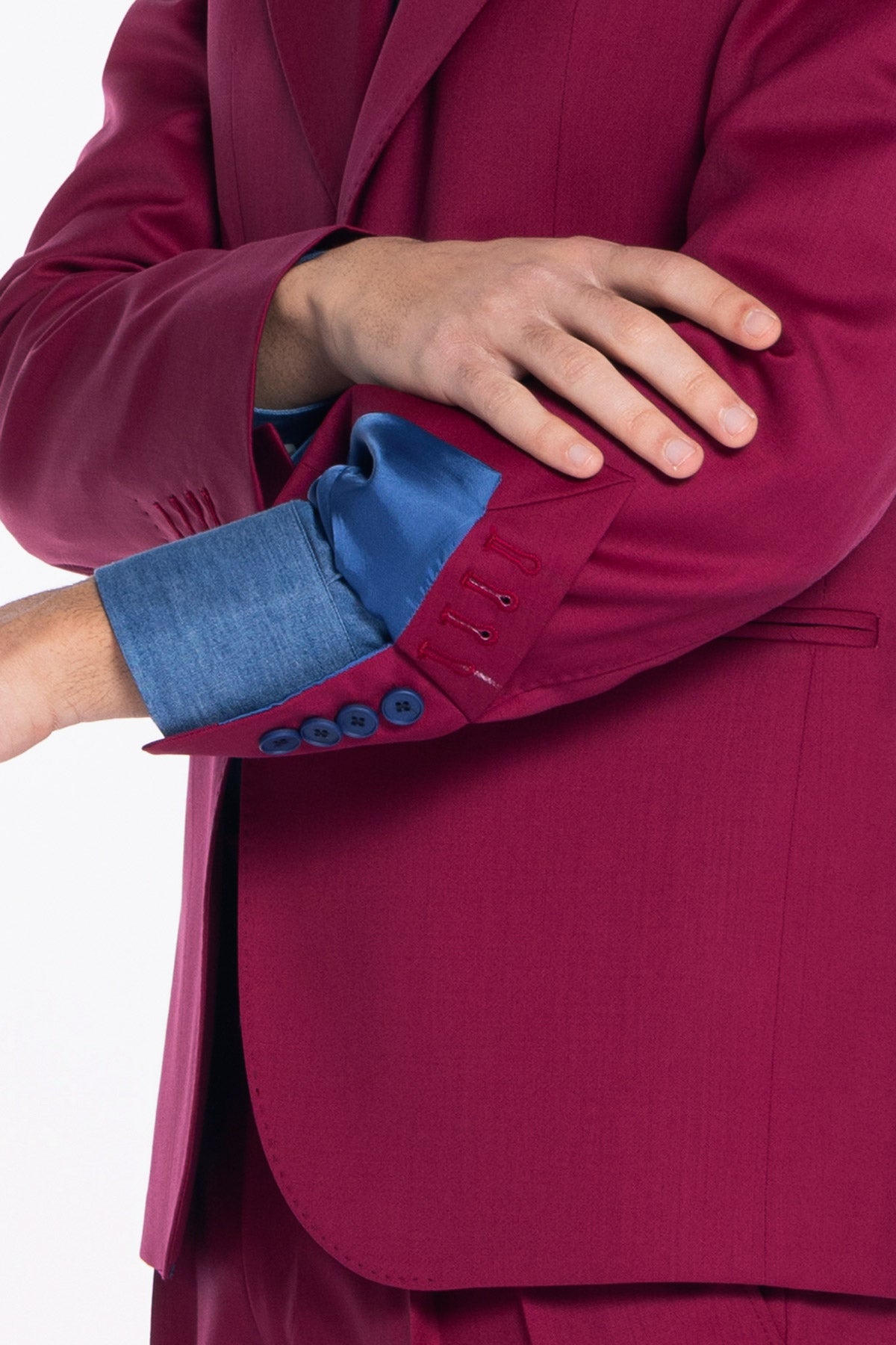 Giacca uomo monopetto Fucsia fresco lana super 130's Bristol Tessuti Napoli rever a lancia