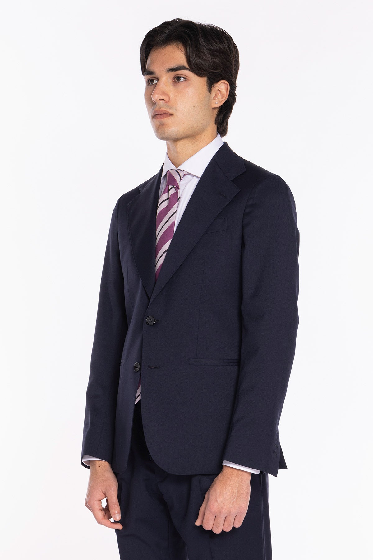 Giacca uomo monopetto blu notte fresco lana super 130's Vitale Barberis Canonico Rever largo