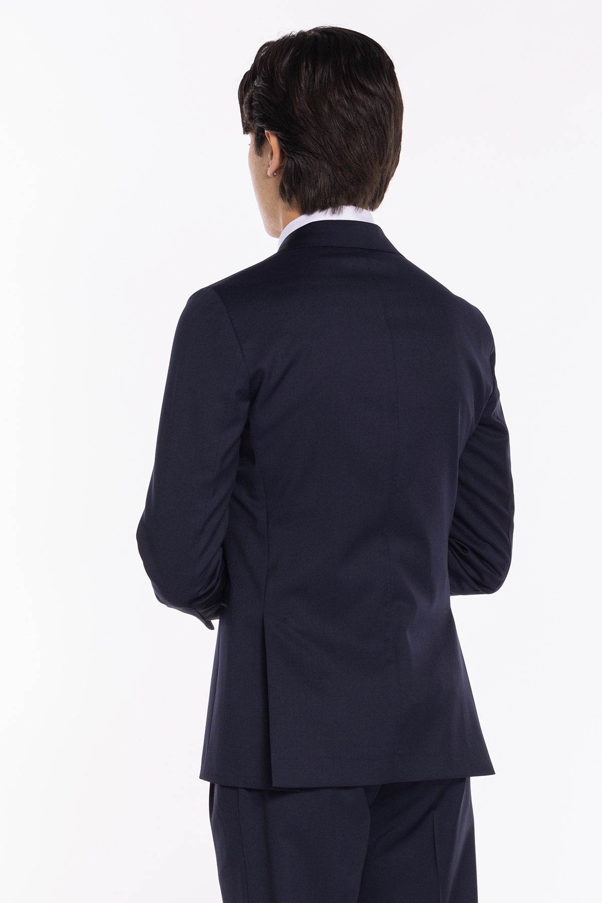 Giacca uomo monopetto blu notte fresco lana super 130's Vitale Barberis Canonico Rever largo