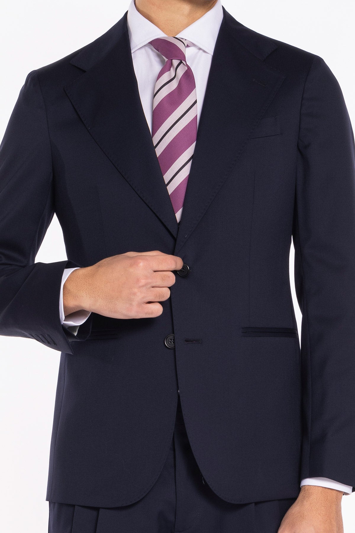 Giacca uomo monopetto blu notte fresco lana super 130's Vitale Barberis Canonico Rever largo