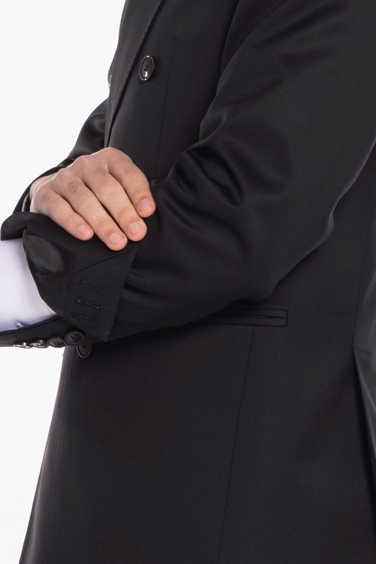 Giacca uomo doppiopetto nera fresco lana super 130's Vitale Barberis Canonico Rever a lancia