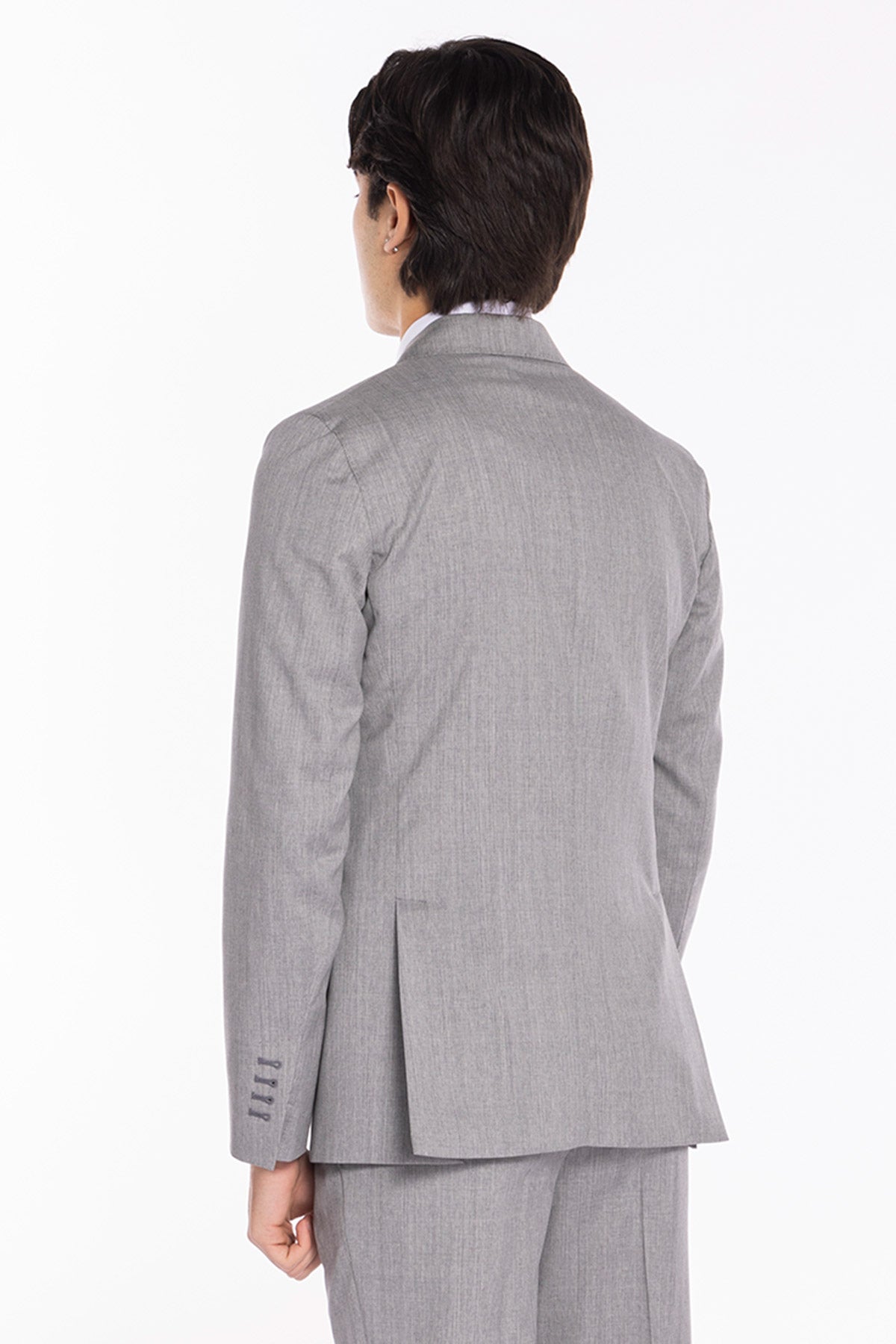 Abito uomo doppiopetto grigio chiaro in fresco lana super 130's Vitale Barberis Canonico Rever a lancia .
