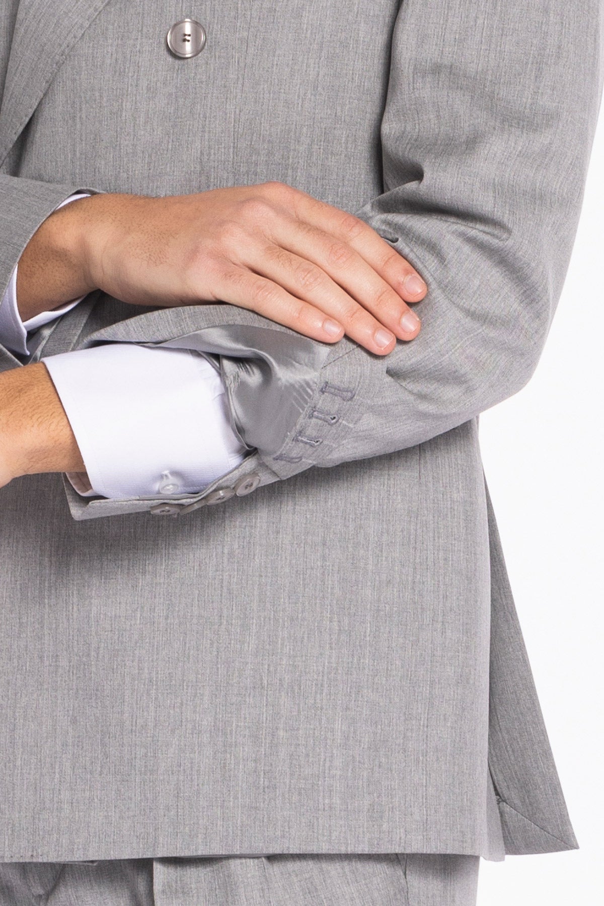 Abito uomo doppiopetto grigio chiaro in fresco lana super 130's Vitale Barberis Canonico Rever a lancia .