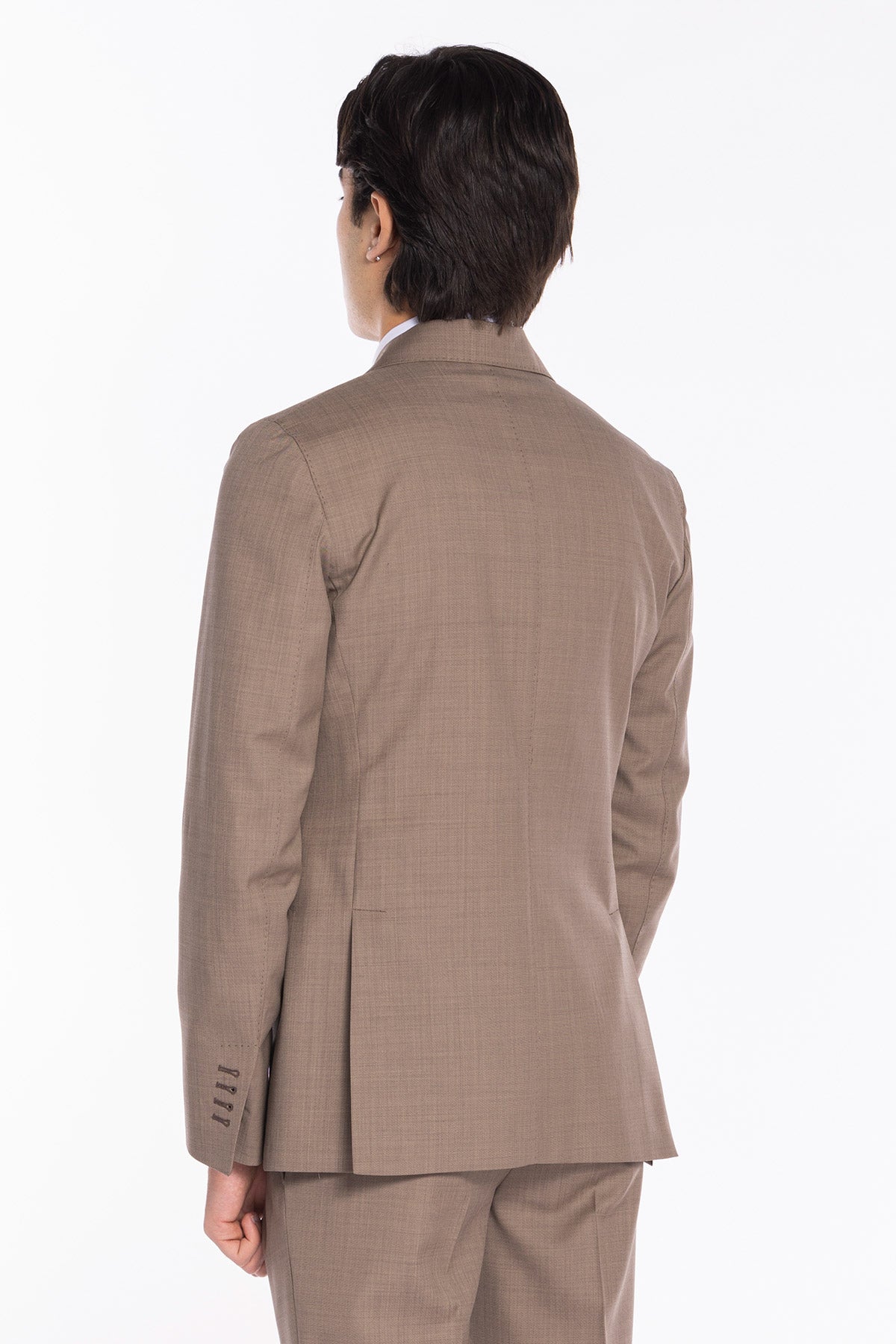 Giacca uomo doppiopetto fango fresco lana super 120's Holland & Sherry Rever a lancia
