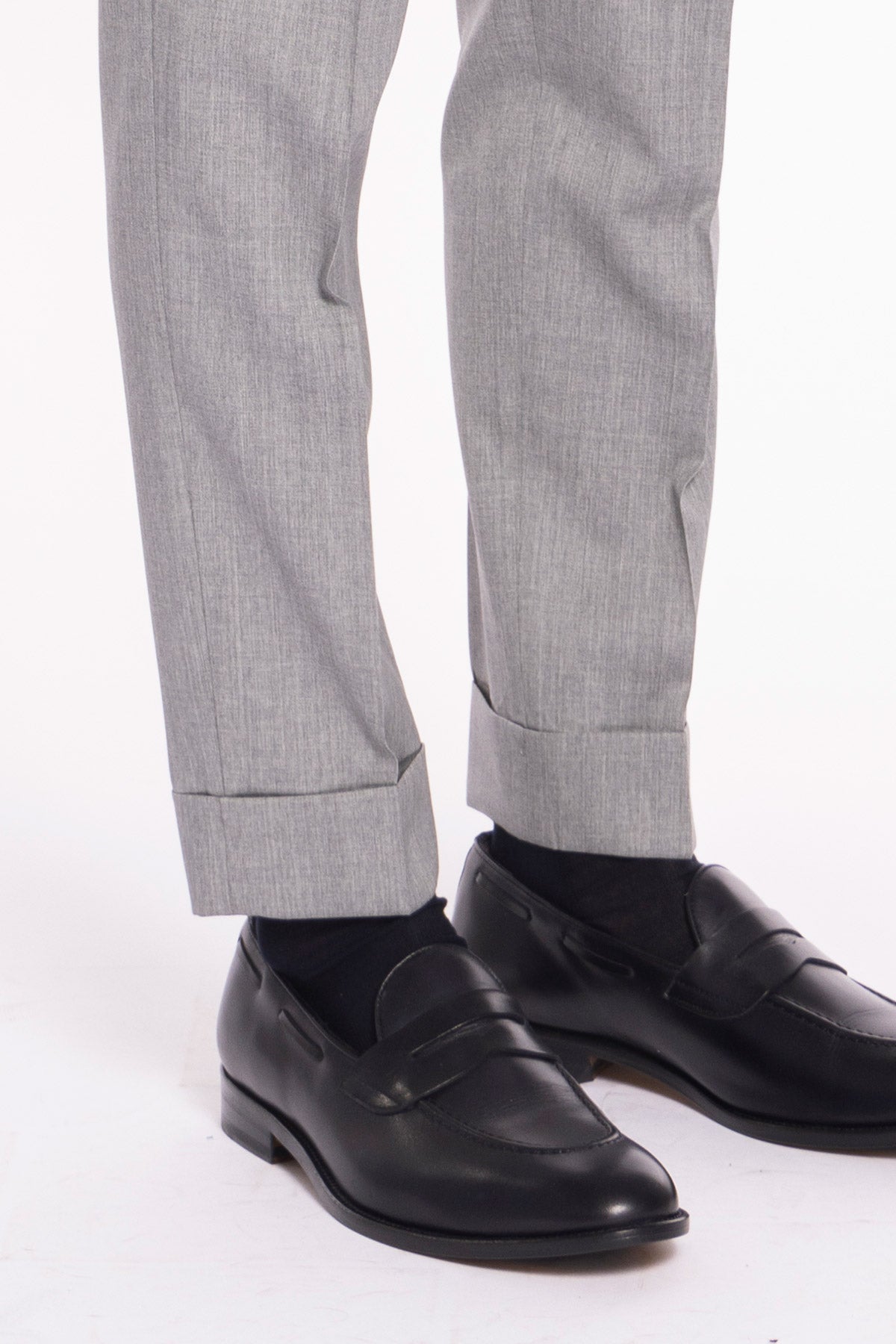Pantalone uomo grigio chiaro fresco lana Vitale Barberis vita alta con 2 pinces e risvolto 5cm