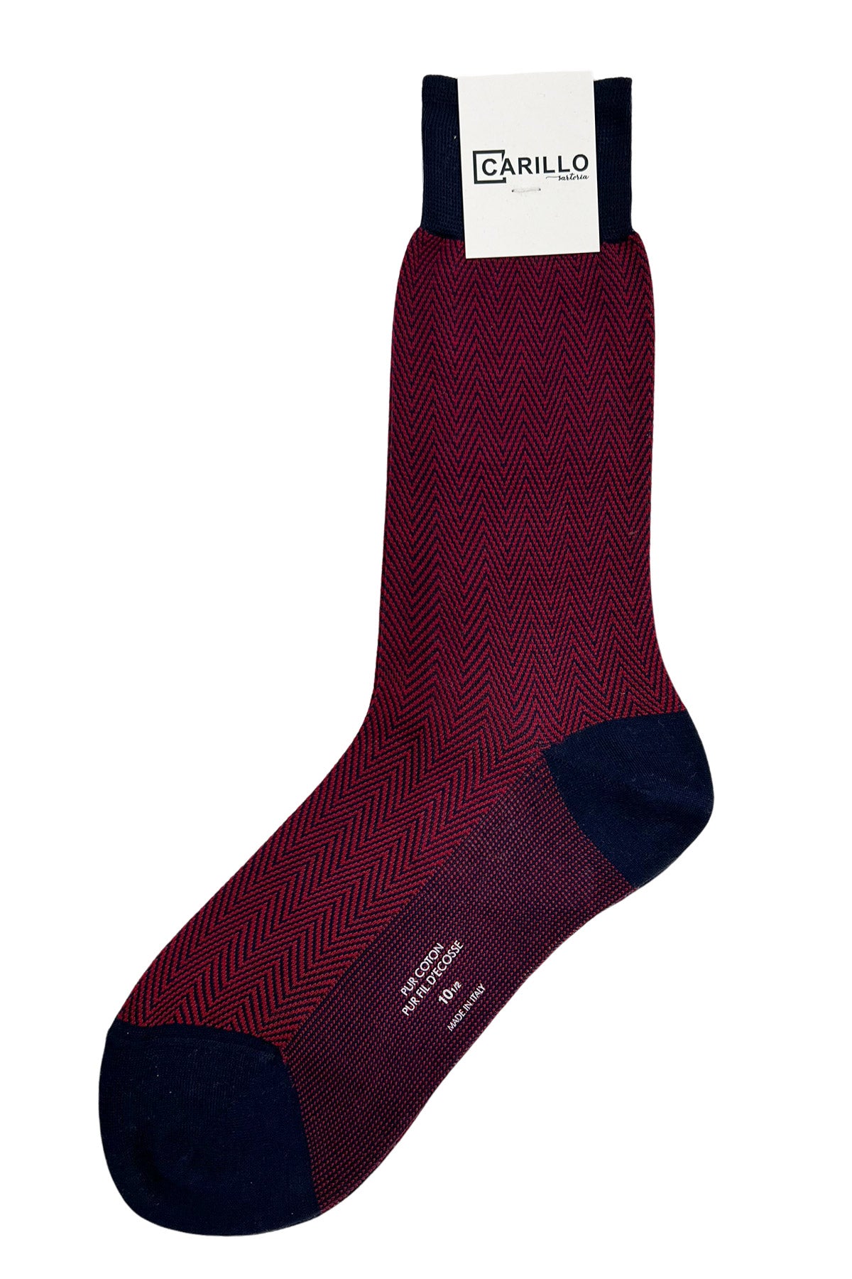 Calzini uomo bordeaux filo di scozia lunghezza polpaccio fantasia spigata Blu made in italy