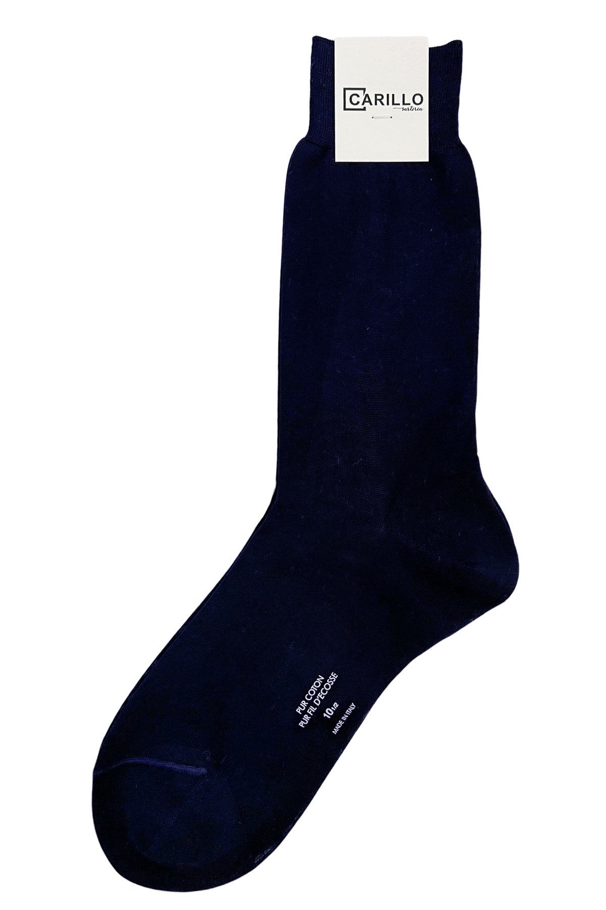 Calzini uomo blu scuro filo di scozia lunghezza polpaccio tinta unita made in italy