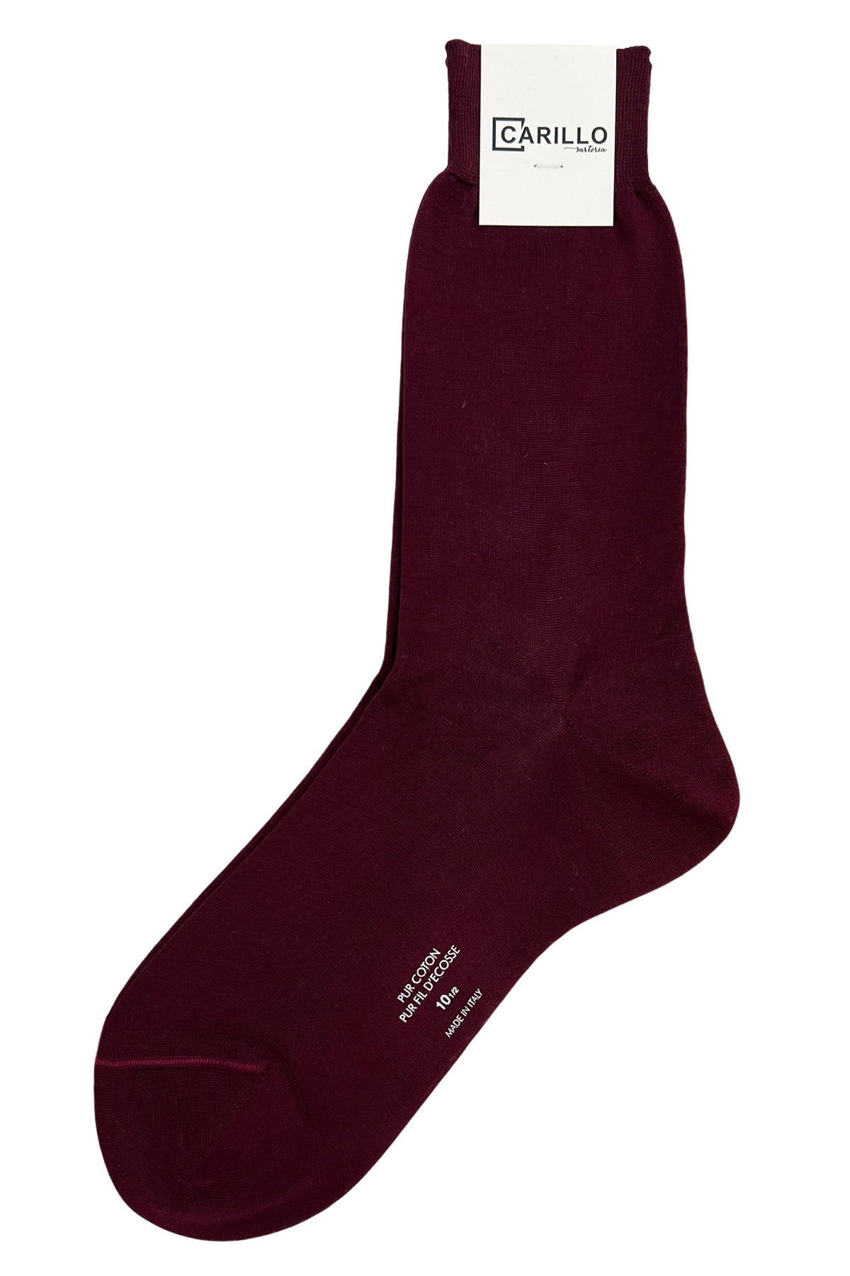 Calzini uomo bordeaux filo di scozia lunghezza polpaccio tinta unita made in italy