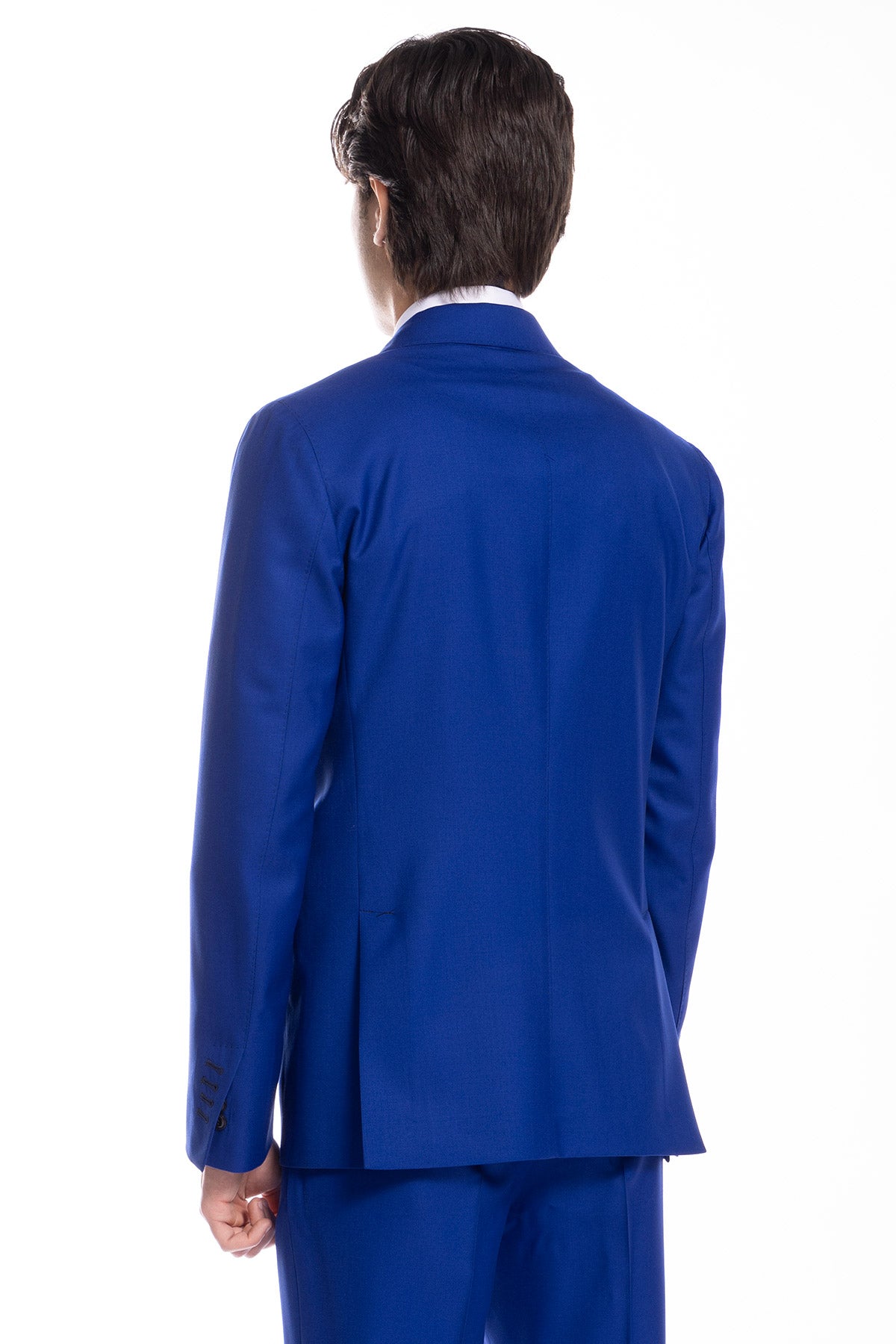 Giacca uomo doppiopetto royal blu fresco lana super 140's Holland & Sherry Rever a lancia