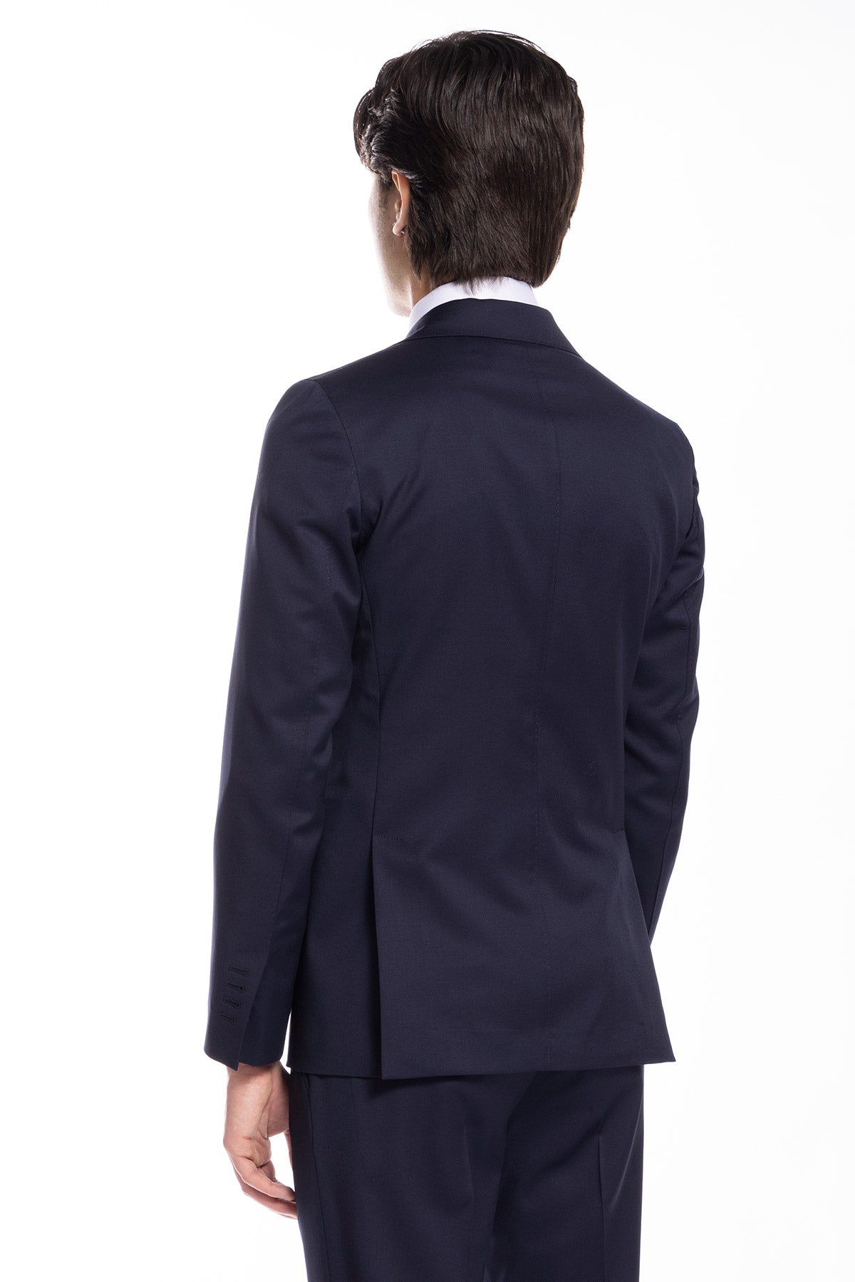 Giacca uomo doppiopetto blu notte fresco lana super 130's Vitale Barberis Canonico Rever largo .