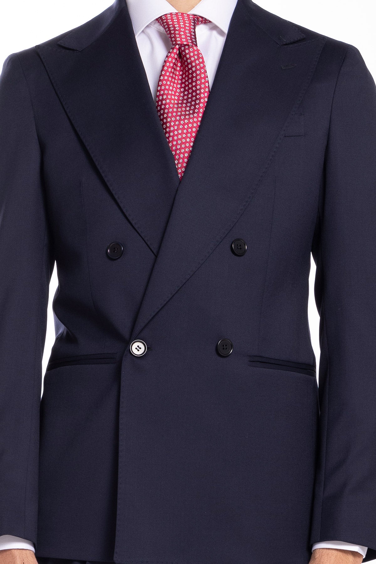 Giacca uomo doppiopetto blu notte fresco lana super 130's Vitale Barberis Canonico Rever largo .