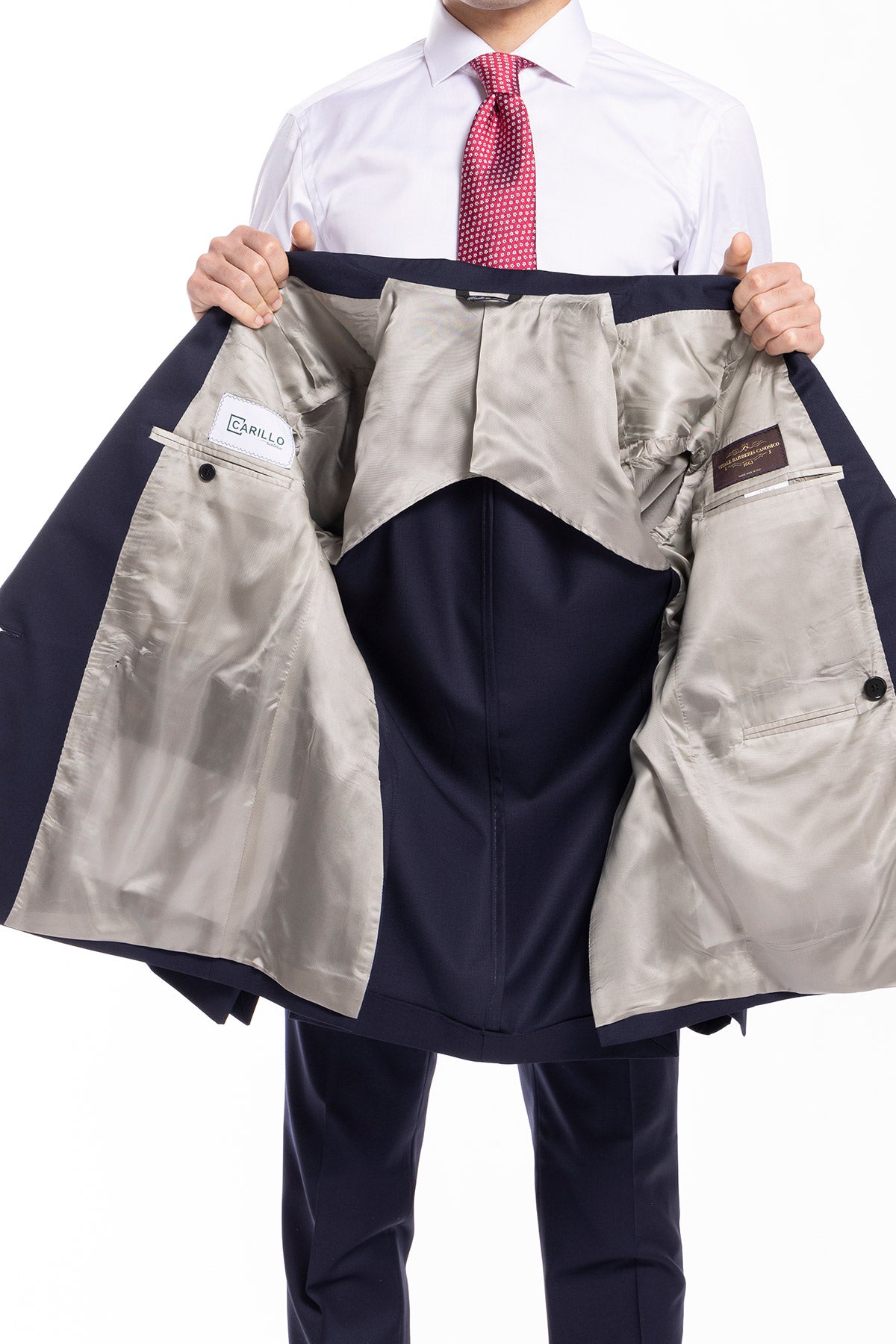 Giacca uomo doppiopetto blu notte fresco lana super 130's Vitale Barberis Canonico Rever largo .